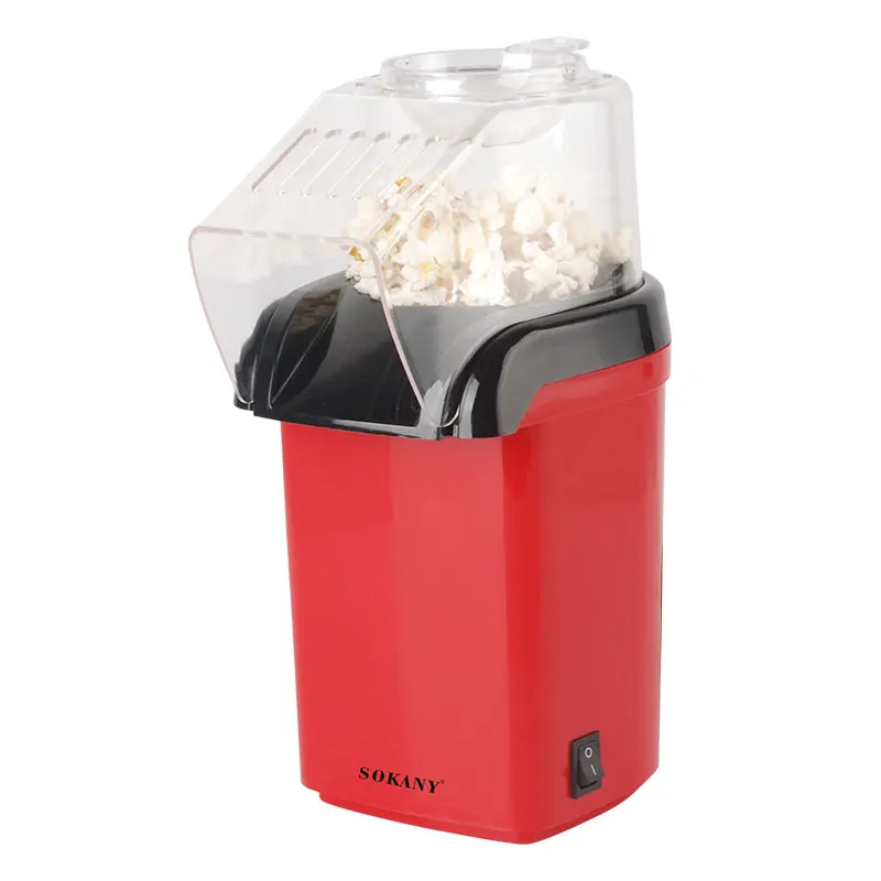 1 Sokany Plug 1200W Home Popcorn Machine With Simple Operation, Button Switch, Transparent Cover, Hollow Design