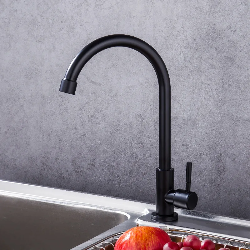 Sus304 Stainless Steel Kitchen Faucet Black Paint Cold Water Wash Basin