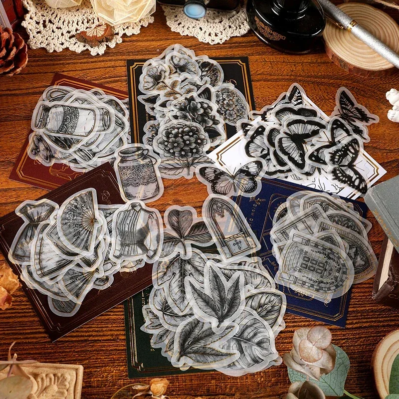 Scrapbooking Stamping Sulfate Paper Literary Handbook DIY Decorative Stickers 6 models 20 pcs