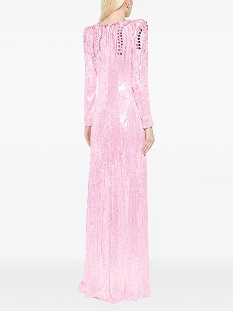 فستان ماكسي مطرز بالترتر