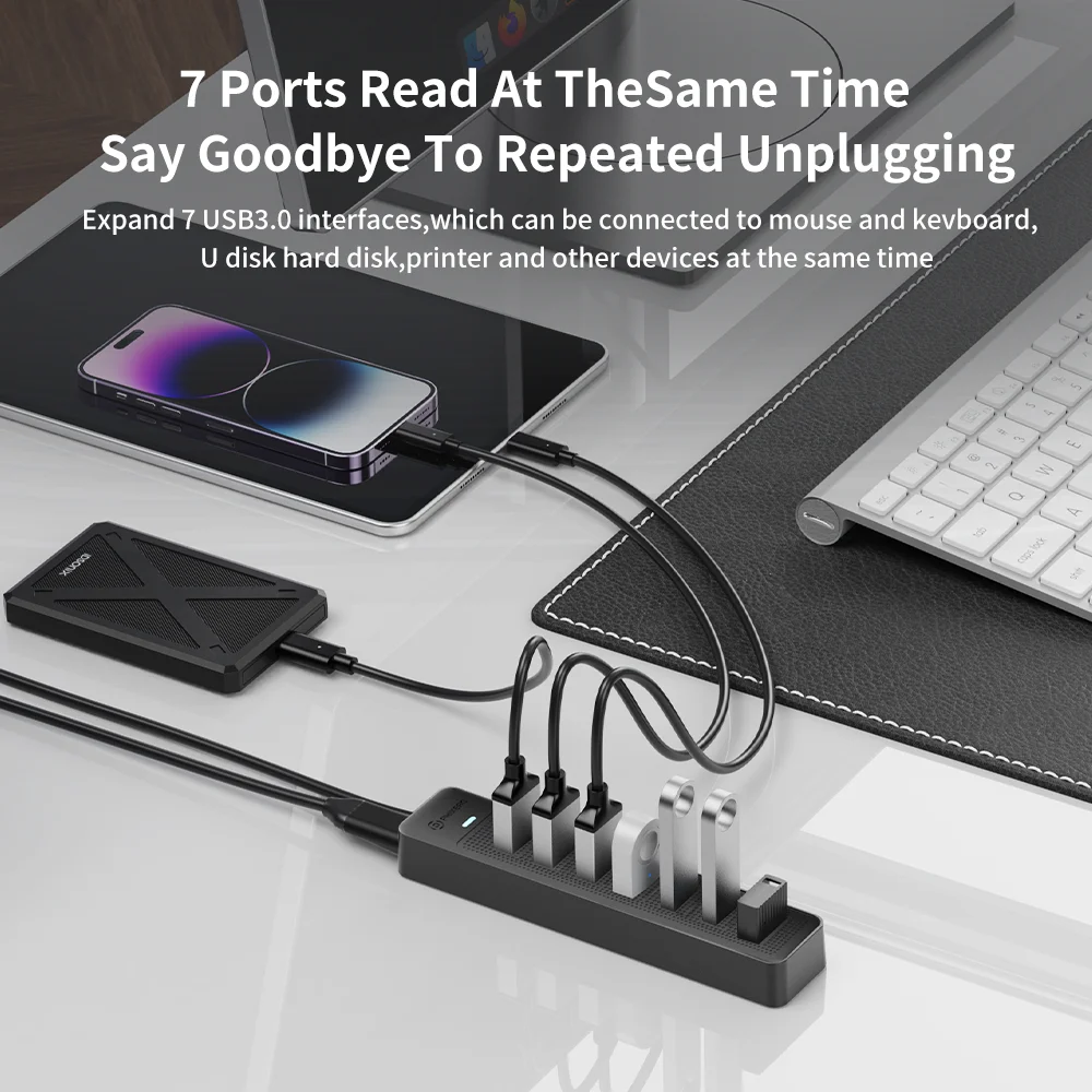 PHIXERO 7 in 1 USB C ハブ 3.0 タイプ C 7 ポート マルチ