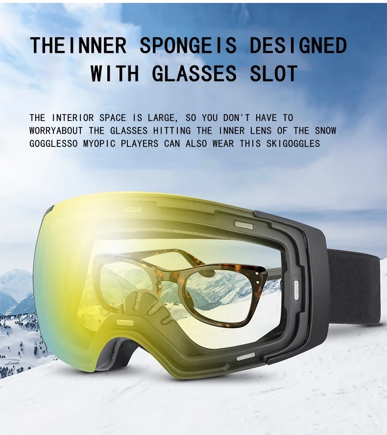 2024 double-layer magnetic outdoor skiing adult anti fog large field spherical myopia goggles_voghion.com