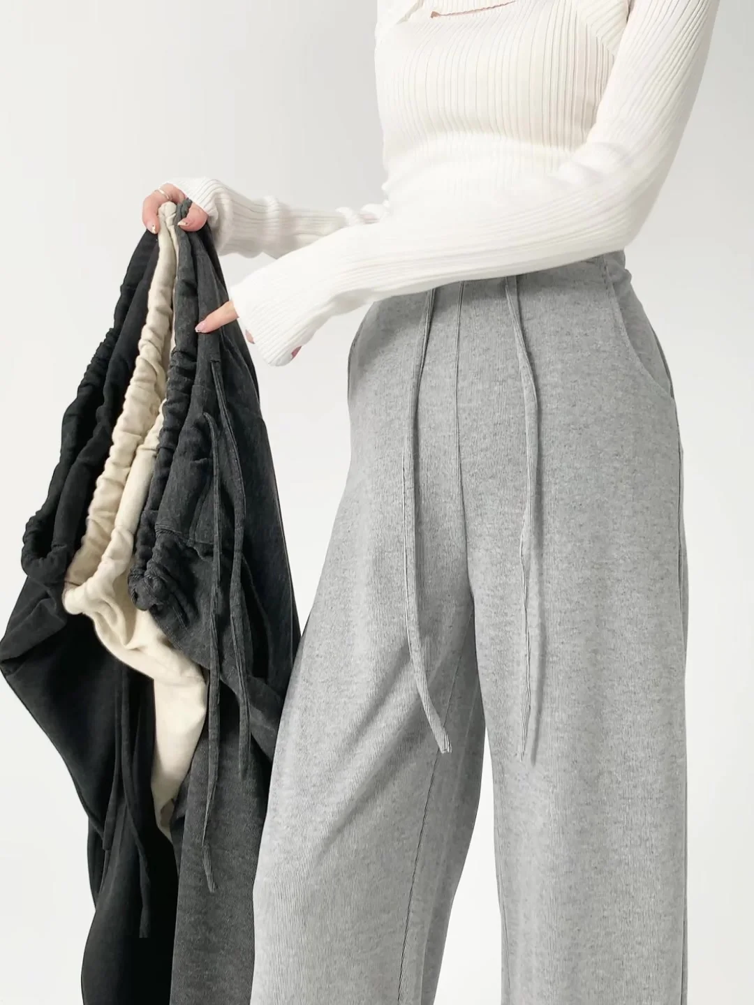Autumn Winter Casual Maternity Long Pants Drawstring High Waist Loose Straight Trousers for Pregnant Women Youth Pregnancy