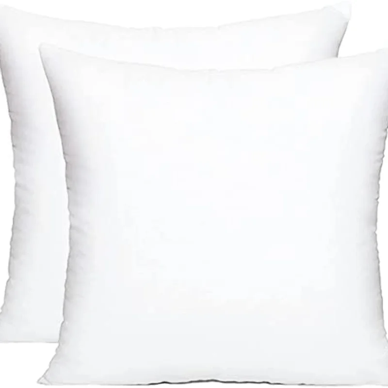 

2pcs Hypoallergenic Square Pillow Inserts for Decorative Cushion Bed, Couch, Sofa & Car - White
