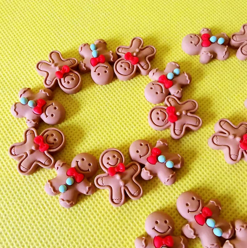10pcs flat back boys girls cookies/miniatures Gingerbread man/cute fairy garden gnome/kawaii decor/crafts/figurine/diy supplies