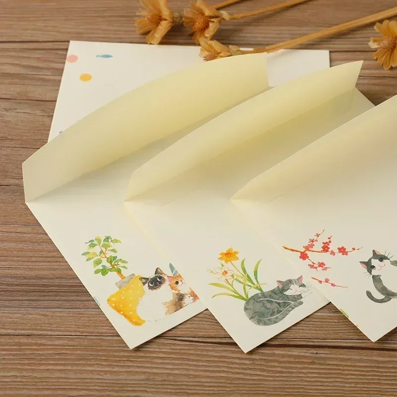 10pcs/set Cartoon Cat Envelopes for Letter Pads Cute Paper Envelope DIY Gift Wrap Wedding Party Invitation Card CoverStationery kraft paper envelopes,mailing envelopes,mini envelopes,gift card envelopes