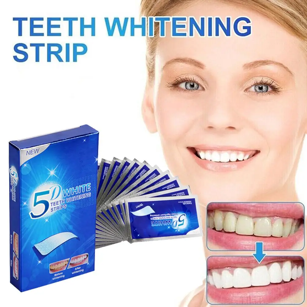 

14/28pcs/box 5D Teeth Whitening Strips Toothpaste Gel Oral Elastic Double Care Teeth Bleaching Strips False Veneer Hygiene I0D2