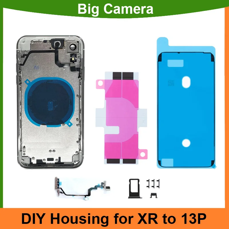 

DIY Housing for iPhone XR To 13 Pro Back Cover Case Fully Compatible For iPhone XR Free SIM Tray Side Key Parts Housing Repair