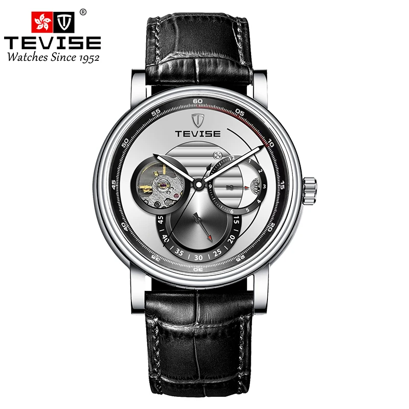 Automatic Mechanical Watch for Men Leather Strap Skeleton Watch 24 Hours Luminous Watch Fashion Casual Watch - 3
