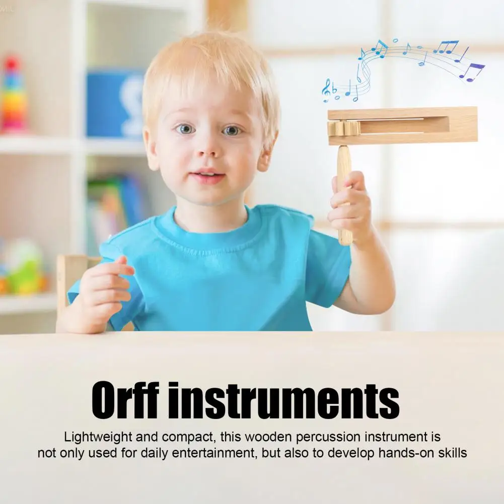Wooden Ratchet Noise Maker Music Tool Orff Instruments Kids Birch Wood Hand Rattle Toy For Sporting Events Games Celebrations