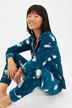 Trendyol Penguin Pattern Knitted Pajamas Set THMAW22PT0356