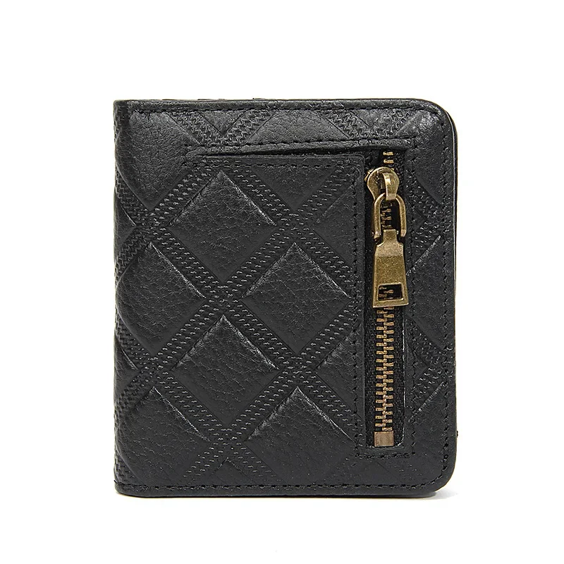 Luxury Brand Bee Decoration Women Leather Wallet RFID Blocking Small Bifold Zipper Pocket Wallet Card Case Purse with ID Window