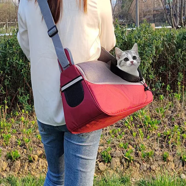 Cationic Dog and Cat Shoulder Crossbody Pet Bag Breathable Mesh Travel Portable Cat Bag 4