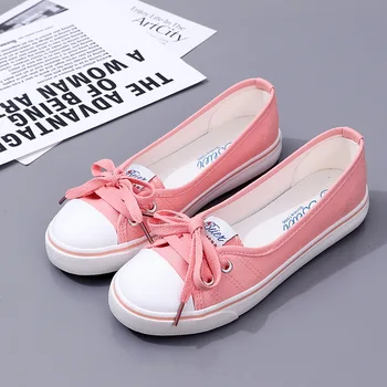Women's Flats Classic Low Top Canvas Shoes Slip-On Loafers Breathable Casual Sneakers Women's Vulcanized Shoes Zapatos De Mujer 1