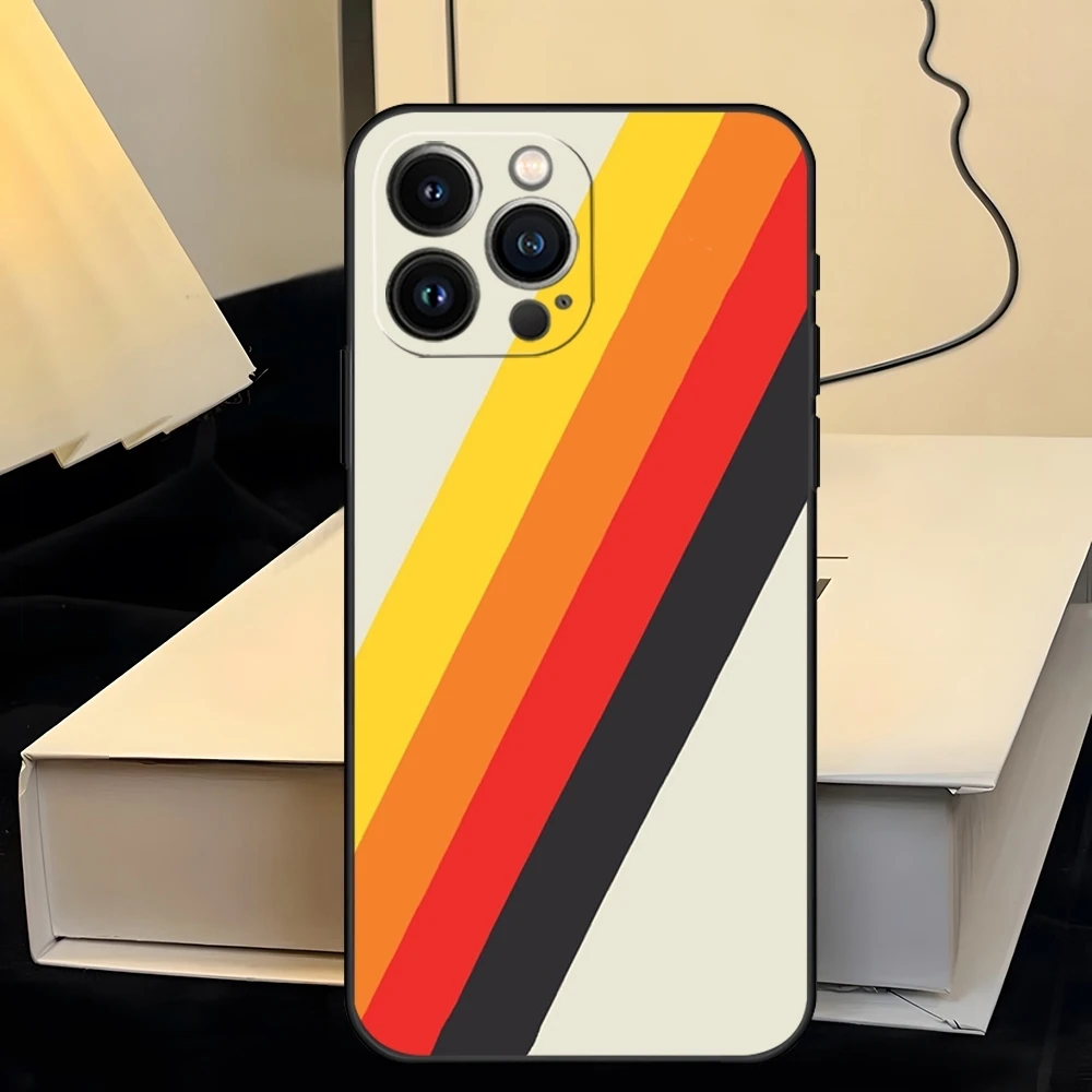 Retro Stripes Pattern Shockproof Silicone Phone Case Cover