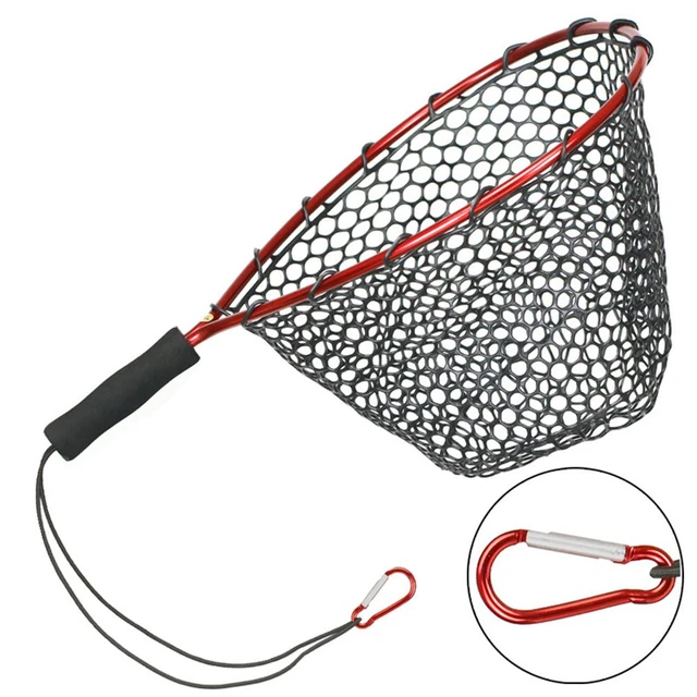 Fishing Net Soft Silicone Fish Landing Scoop Net Pole EVA Handle