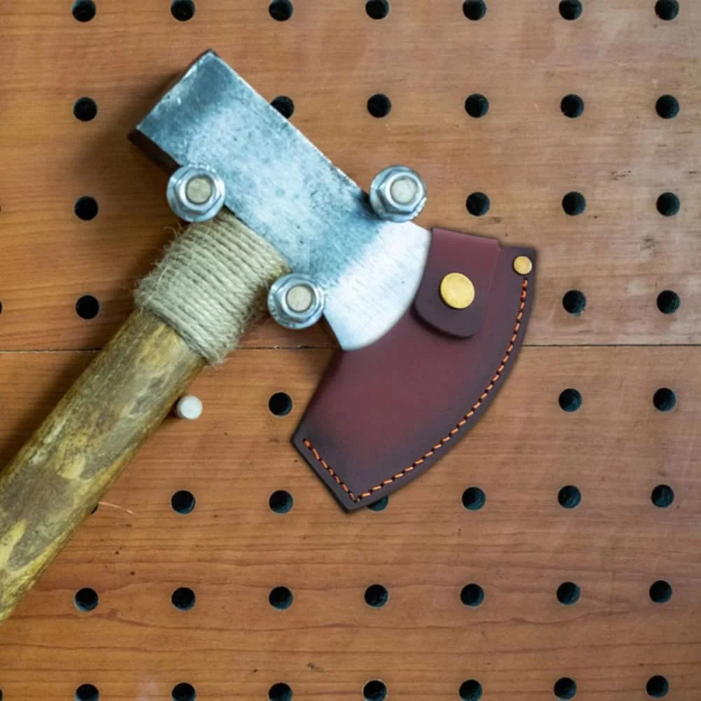 Leather Axe Cover with Secure Attachment and Easy Access Loop for Safe and Convenient Use in Outdoor Activities