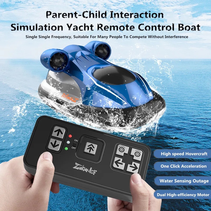 Interazione Genitore-Figlio Hovercraft Barca Telecomandata 2.4G Di Sconto Interruzione Del Rilevamento Dell'Acqua Dual Motor Drive Impermeabile Rc Boa
