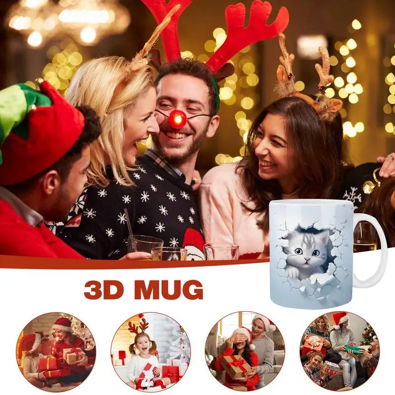 

Cute Cat Coffee Mug 350ml 3D Visual Effect Cute Animal Breakfast Dessert Milk Water Cup Cat Lovers Gifts Cups For Tea