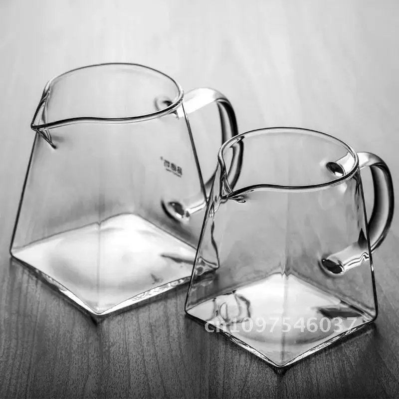 Heat-Resisting Clear Glass Tea Pitcher Square Creative Tea Chinese Pitcher Accessory Water Set Glass Chahai Coffee Milk Jug Pot
