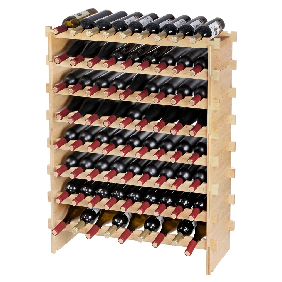 Stackable Bamboo Wine Rack for 72 Bottles