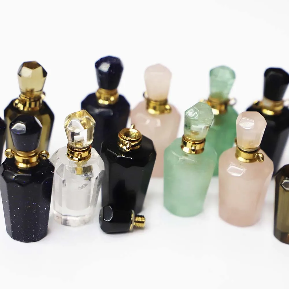 New Natural Stone Perfume Aromatherapy Oil Bottle Pendant Essential Fashion Jewelry Gift Making Charms DIY Necklaces Accessories