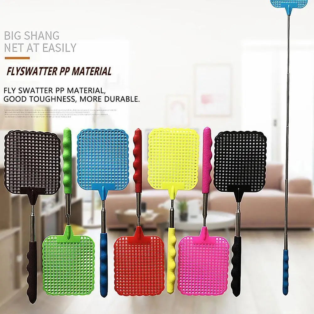 Fly Swatter 28cm Adjustable Plastic Fly Swatters Home Long Handle Flyswatter Flapper Insect Killer can extend to 73cm