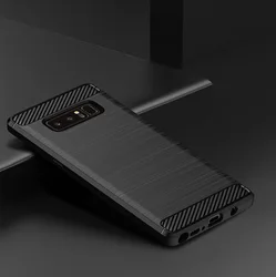 Durable Carbon Fiber Shockproof Silicone Case - Premium Bumper Back Cover for Samsung Note8 (Black)