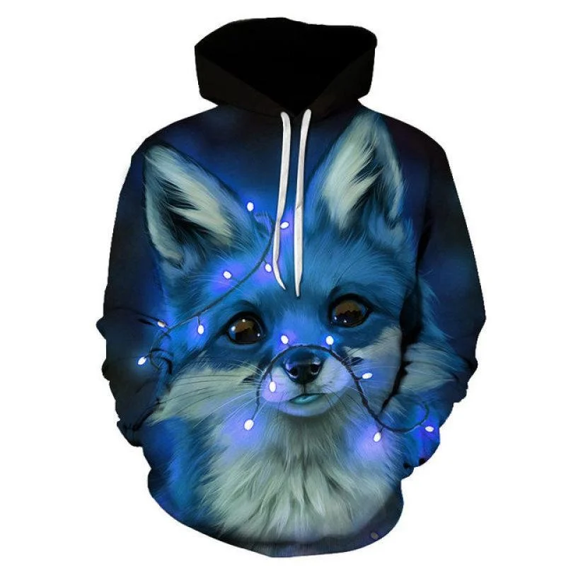 Sudadera con capucha con estampado de gato estrellado divertido para hombre, jerséis casuales con capucha y estampado de gato en 3D, novedad, sudaderas, tops, ropa de calle para hombre