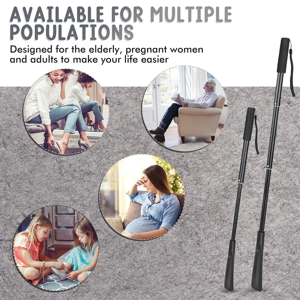 Shoehorn Long Handle 43.4cm - 85.0cm Telescoping Metal Portable Long Handle Shoe Horn Long Handle For Seniors Men Women Kids