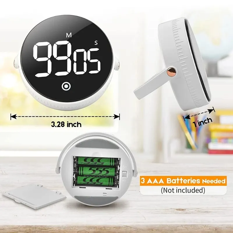  Magnetic Kitchen Timer LED Digital Timer Manual Countdown Timers Alarm Clock Cooking Shower Study Stopwatch Time Masters 