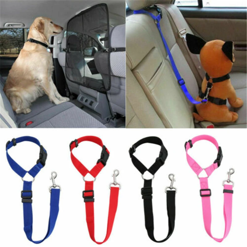 AdjustableDogsHarnessCollarPetCarSeatBeltBackseatSafetyBelt