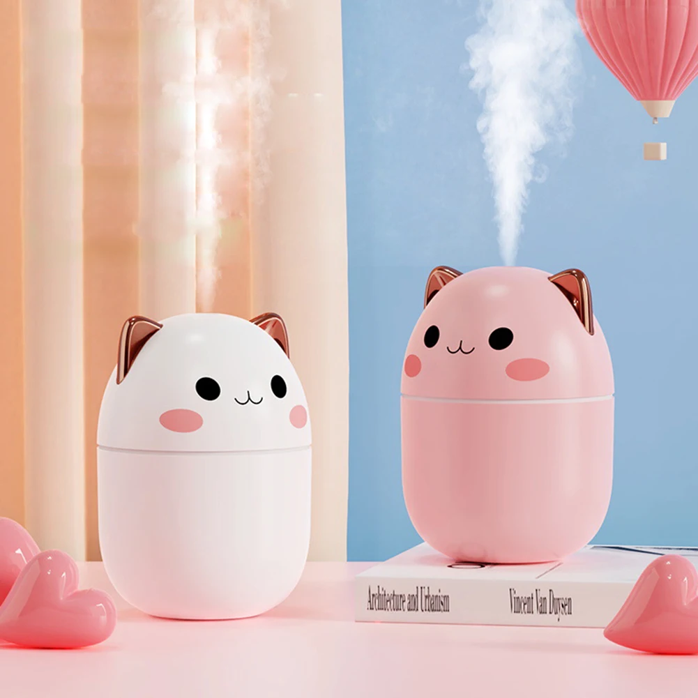 250ml Mini Air Humidifier Cute Aroma Diffuser with Night Light USB Mute Purifier Cool Mist Maker for Home Bedroom Desktop Car