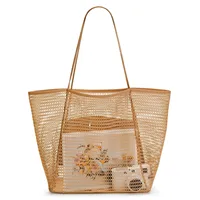 Mesh single shoulder tote bag for women, hand-held for washing, swimming, clothing storage, beach bag 1