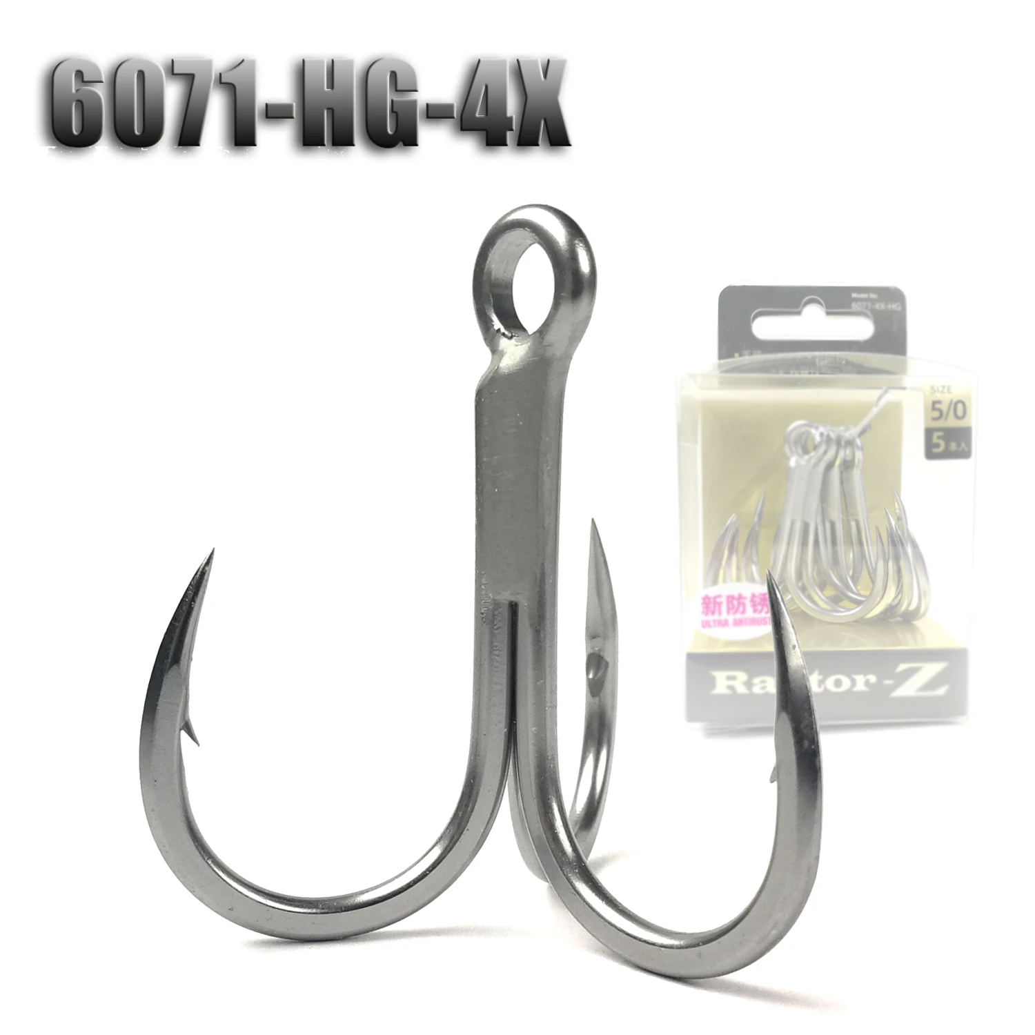 BKK Raptor-Z 6071-4X-HG Treble Fishing Hooks #5/0-#4 Sea Fishing Accessorie Anti-Rust Coating Triple Anchor Hooks For Carp Pesca