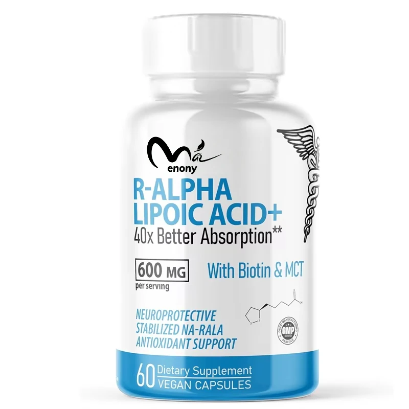 Alpha Lipoic Acid Capsules 600mg R Lipoic Acid with Biotin 60 Vegetarian Capsules