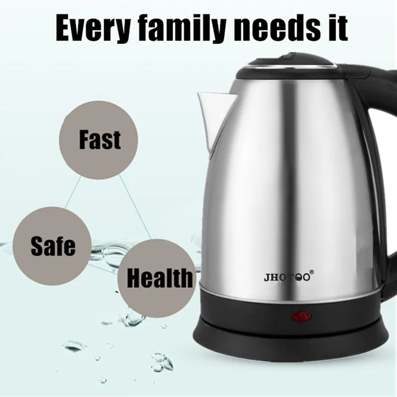 1.8L 220V Stainless Steel Electric Kettle Silver Black Base Separation Desion Rust-resistant Durable for Home During Travel 3
