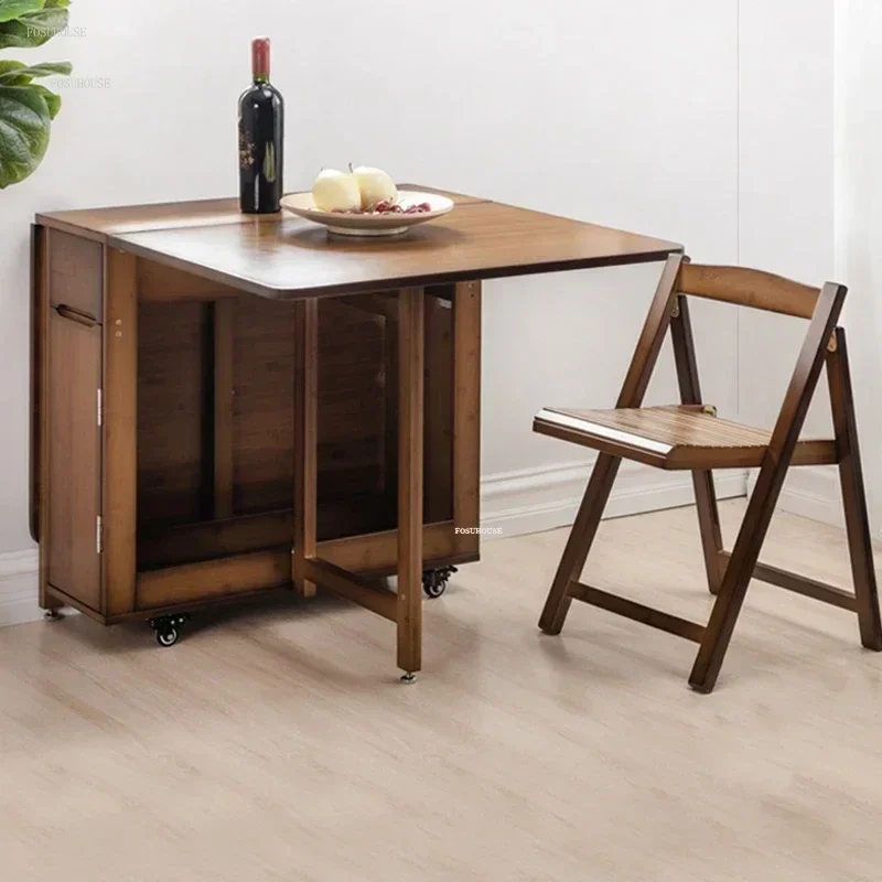 Folding Solid Wood Dining Tables Home Kitchen Table Detachable Rectangular Dining Table Small Apartment Wall A d
