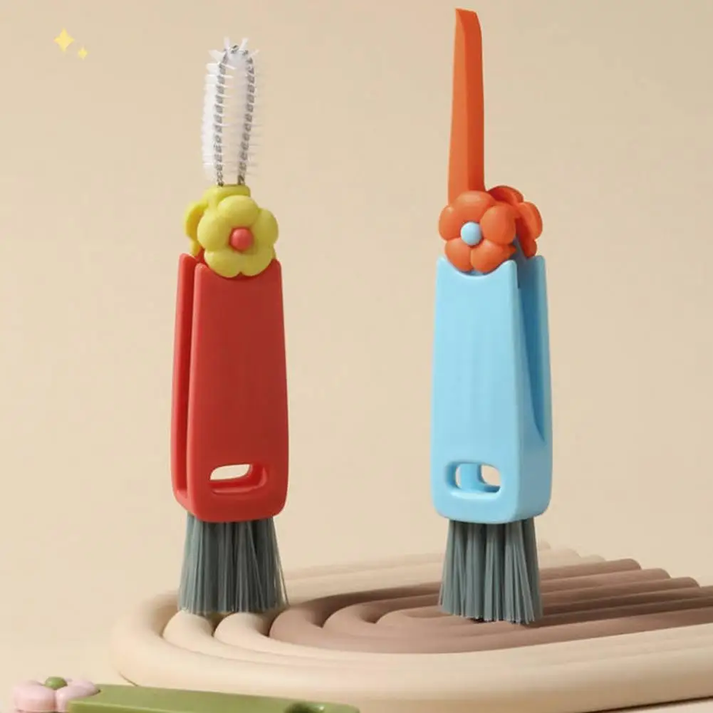 

Effective Tool Stiff Bristle Cup Lid Brush for Bottles Gaps Multifunctional Portable Cleaner for Cups 3-in-1 Design Stiff