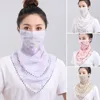 UV Protection Mask Flower Pattern Ear Hanging Sunscreen Mask UV Protection Neck Wrap Cover Bandana Scarf Women Sun Blocking Mask 2