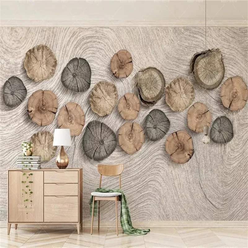 

beibehang papel de parede Custom wallpaper 3d mural retro new Chinese stereo wood annual ring wood grain background wall paper