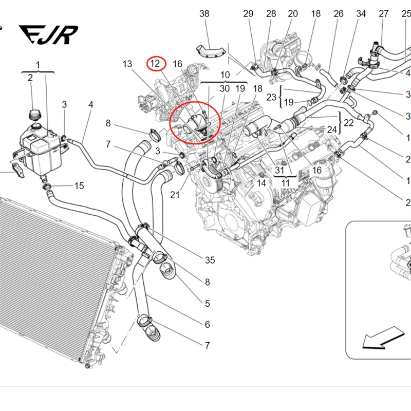46328183 Thermostat body V6 3.0 Diesel For Maserati Ghibli, Levante, Quattroporte 68147598AA 68253514AA 68211186AA 68211186AB engine coolant thermostat