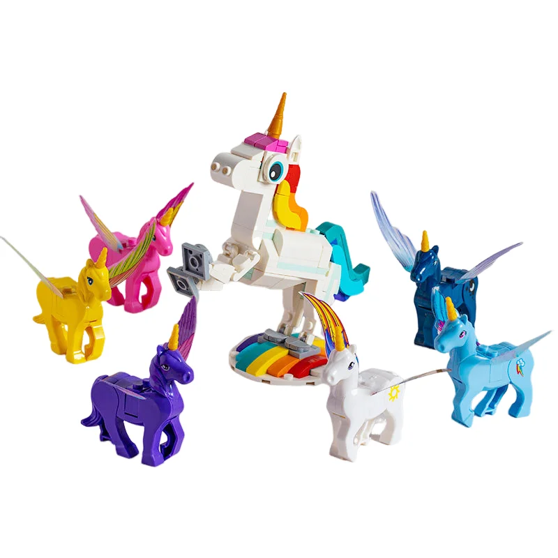 

New Rainbow Unicorn Set Building Blocks Mini Action Figure Toys