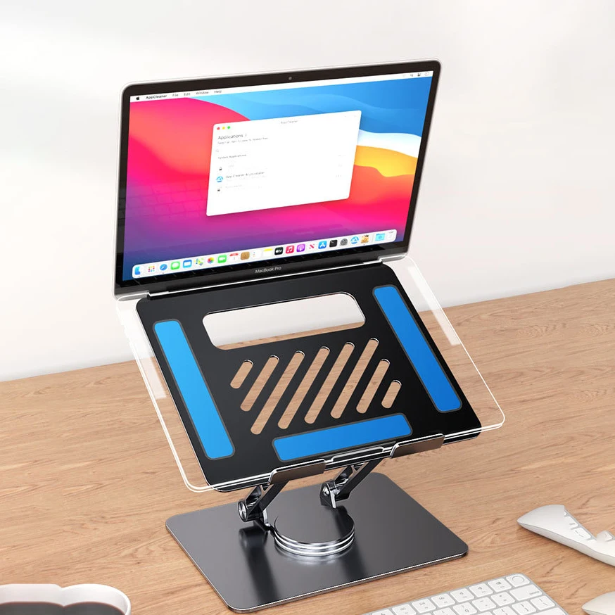 360&deg; Rotating Laptop Stand Base Height Adjustable Aluminum Foldable Notebook Stand For MacBook All Laptops For Home Office Work laptop stand laptop riser stand laptop mount