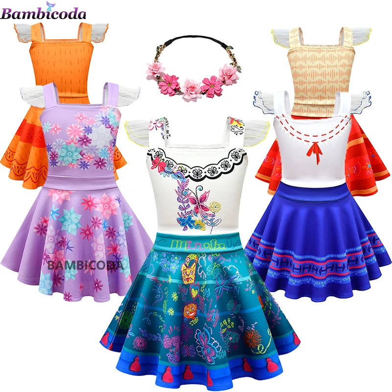 

NEW Fancy Encanto Floral Girls Slip Ballet Dresses Mirabel Isabela Dress Elegant Kids Tulle Birthday Party Prom Cosplay Costume