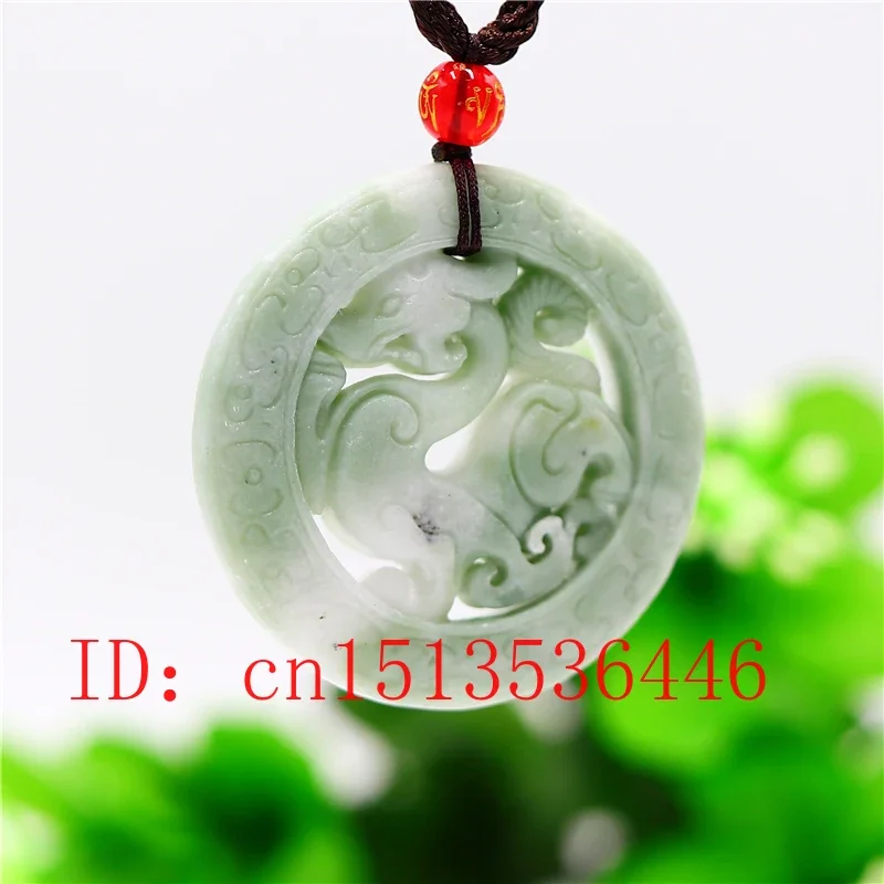 Natural White Jade Dragon Pendant Necklace Jewelry Double-sided Carved Amulet Fashion Chinese Gifts Women Men Sweater Chain pendant necklace