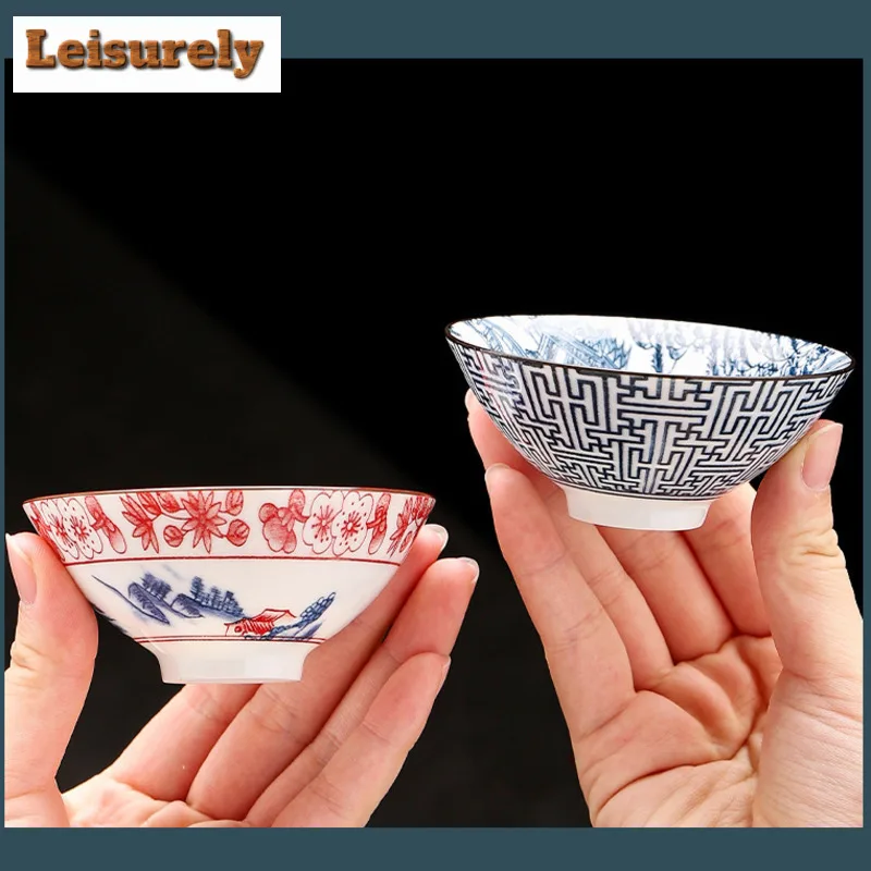 Chinese Blue and White Porcelain Teacup Boutiques Tea Bowl Handmade Tea Set Accessories Portable Master Cup Tea Table Supplies