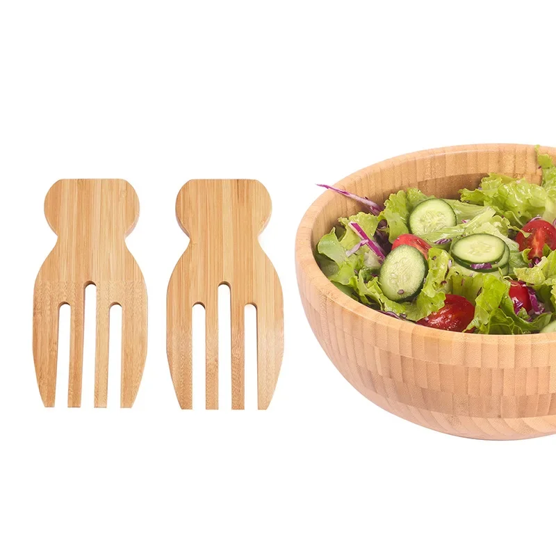 Wooden Spoon Serving Spoon Dining Spoon Dinnerware Set Rice Sieve Spoon Kitchen Tool Forks 2Pcs Bamboo Salad Hands Natural Rice Spoon Non-stick Soup Unpainted Wooden Stirring Fork Utensils Tableware