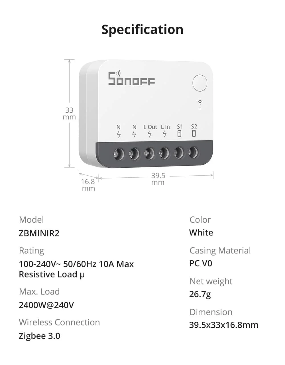 ZBMINIR2 Extreme Zigbee Smart Switch Detach Relay External Switch Remote Control