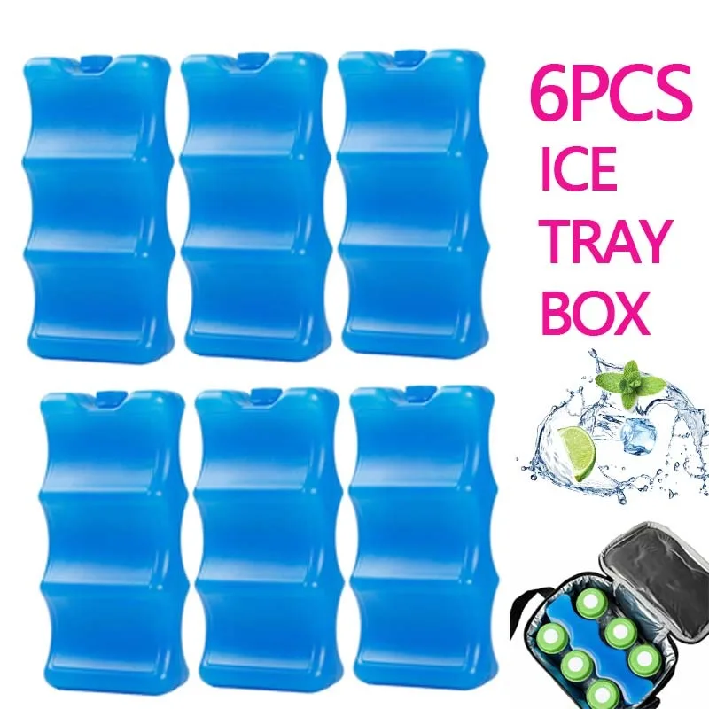 6PCS/SET New 500ml Gel Freezer Ice Blocks Reusable Cool Bottle Ice Pack Double Sided Cool Cooler Pack Bag Home Picnic Bar Use